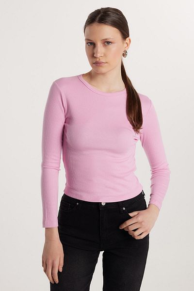 Tudors Γυναικεία Modal Fabric Slim Fit Slim Fit Crew Neck Ροζ μπλούζα