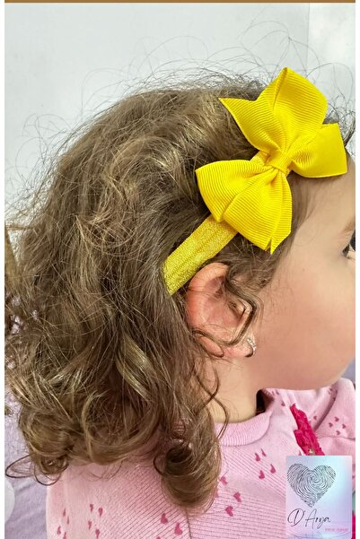 Darya Dd177 Yellow White Bow Baby & Kids Hair Band