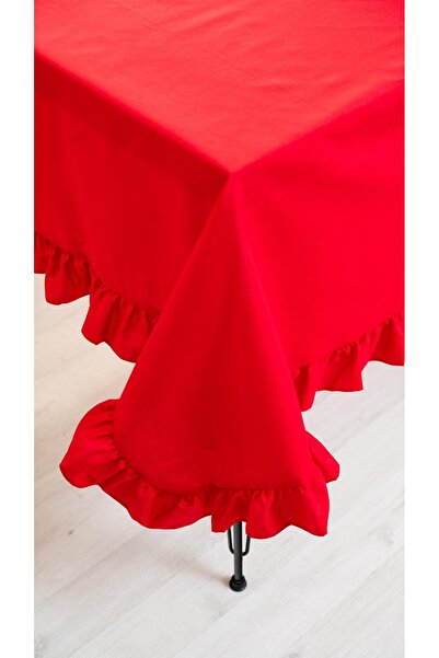 abidehanım Rufle |   Red Cotton Polyester Frilly Table Cloth 160 X 220