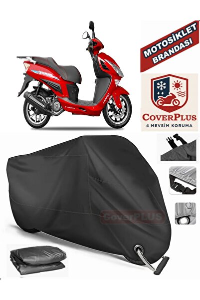 MotoEN قفل أسود متوافق مع Yuki Lupo 125 Motor Tarpaulin دراجة نارية قماش القن...