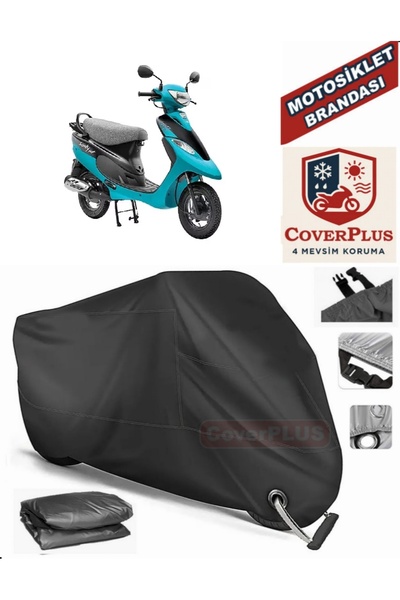 MotoEN Black Lock Compatible Tvs Scooty Pep Plus Motor Tarpaulin Motorcycle T...