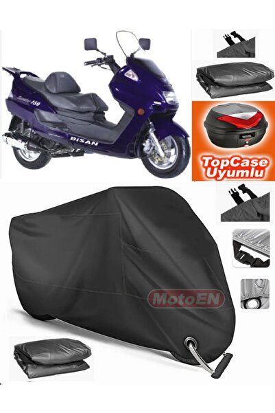 MotoEN قفل أسود متوافق مع Bisan Senator 150 قماش القنب Topcase الخلفي حقيبة م...