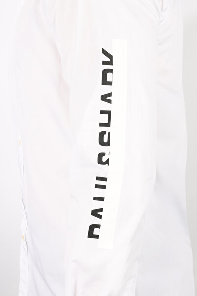 PAUL&SHARK Erkek Regular Fit Kolunda Logo Baskı Desenli Uzun Kollu Beyaz Gömlek 25413505-010