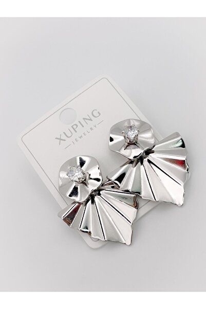 Trinos Çelik Küpe Taşlı Yelpaze Küpe