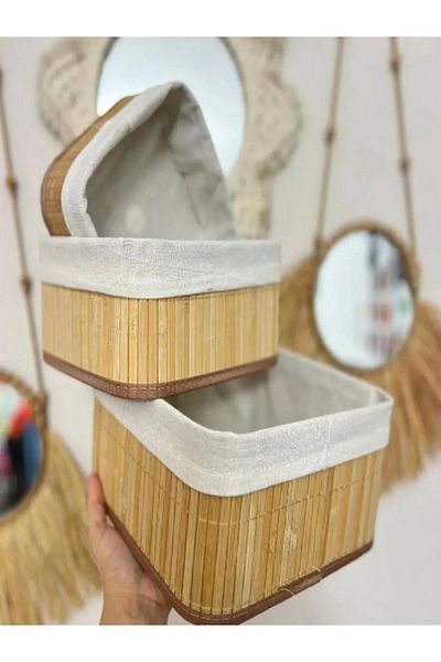 3B Trend Natural Bamboo Organizer Box, Bamboo Wooden Bread Holder, Wooden Bamboo Bread Basket