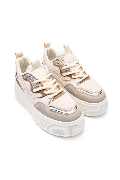 Tmall Pantofi Sport De Dama,Cu Platforma,Din piele ecologica intoarsa,D1409,Bej