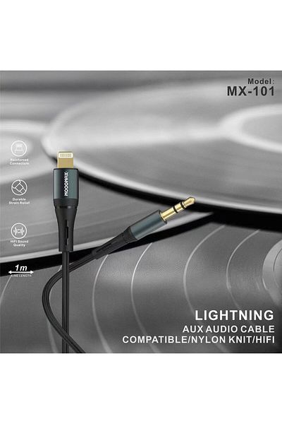 MOOGMAX كابل صوت AUX MX-101 بطول متر واحد، أسود