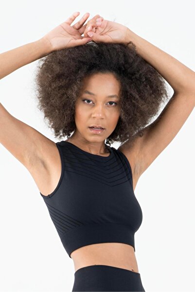 MARATON قميص نسائي بياقة مغلقة من SlimFit - أسود - برا