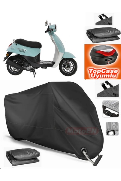 MotoEN قفل أسود متوافق مع Stmax Viva 80 قماش القنب Topcase الخلفي حقيبة متواف...