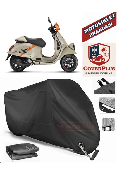 MotoEN Black Lock Compatible Vespa Gtv 300 Ie Motor Tarpaulin Motorcycle Tarp...
