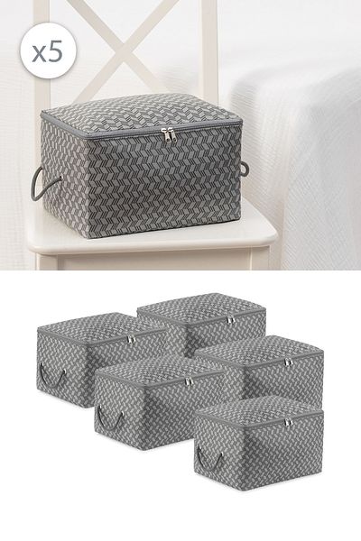 REKHOME 5 Pieces Herringbone Gray Small Size under Base Socks Suitcase Organizer Dowry Bundle Organizer Hurç