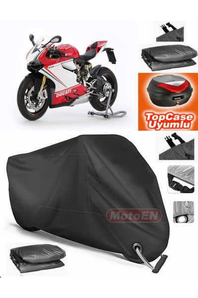 MotoEN قفل أسود متوافق مع Ducati Panigale 1199 S Canvas Topcase حقيبة خلفية م...