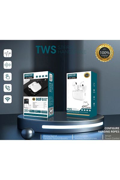 HooToo سماعات أذن لاسلكية EP69 TWS، بيضاء