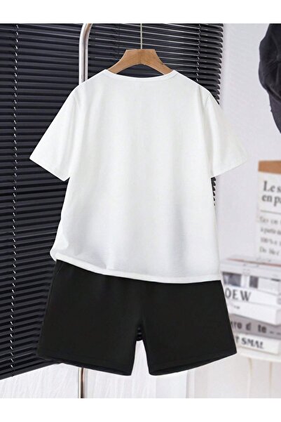 LePold Boys' New Colorful Anime Print Pattern T-Shirt and Shorts Set