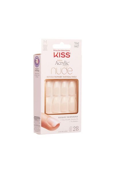 Kiss Kiss Salon Acrylic Nude French Nails Coffin Shape KAN07C