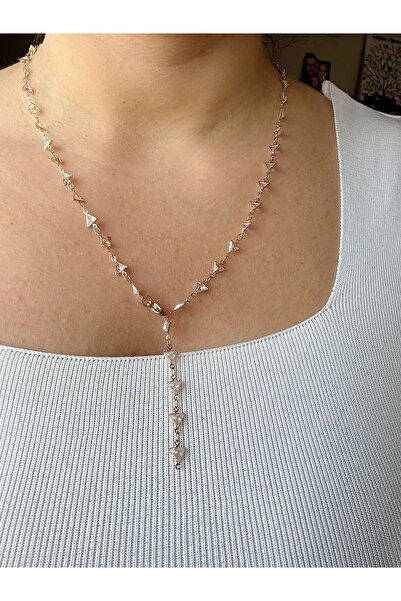 Gümüş sandık Geometrik Üçgen Y Çelik Kolye