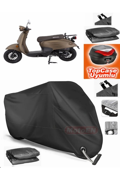 MotoEN Black Lock Compatible Mondial 50 Turismo Tarpaulin Topcase Rear Bag Co...