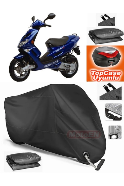MotoEN Black Lock Compatible Peugeot Speedfight 2 Tarpaulin Topcase Rear Bag ...
