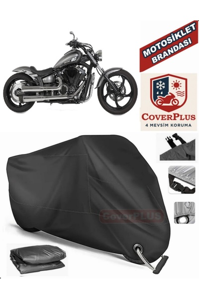 MotoEN Black Lock Compatible Yamaha Xvs 1300 a Motor Tarpaulin Motorcycle Tar...