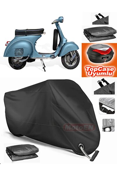 MotoEN قفل أسود متوافق مع Piaggio Vespa 150 قماش القنب Topcase الخلفي حقيبة م...