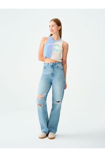 Loft Pantaloni de damă cu picioare late lungi, cu ajustare normală