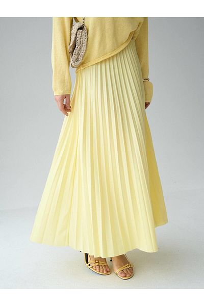 Coral Pleated Skirt Yellow