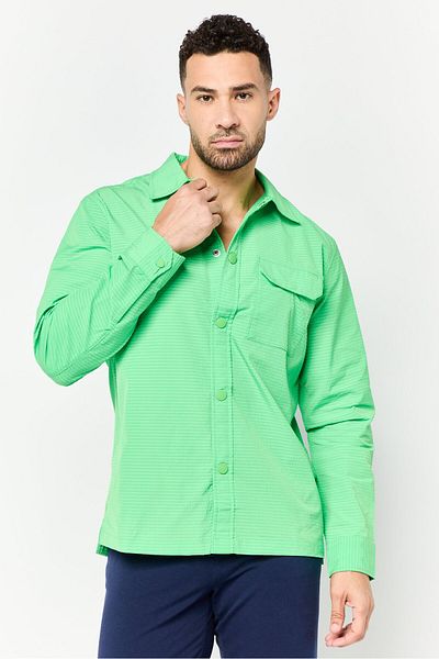 Esprit Men Regular Fit Textured Long Sleeve Casual Shirt, Green