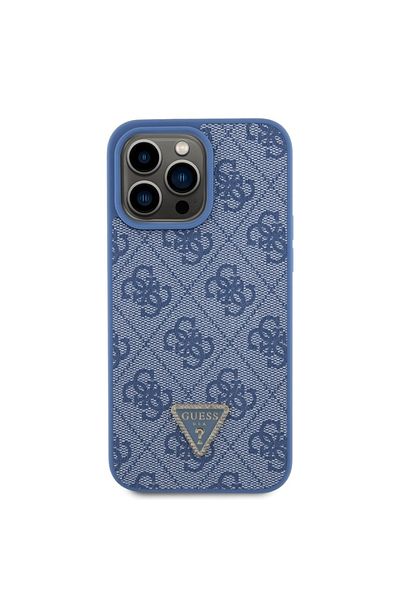 Guess IPhone 15 Pro Case with Lanyard, Leather Metal Logo Strass Crossbody, Guess - Blue
