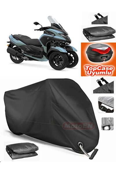 MotoEN Black Lock Compatible Yamaha Tricity 300 Tarpaulin Topcase Rear Bag Co...