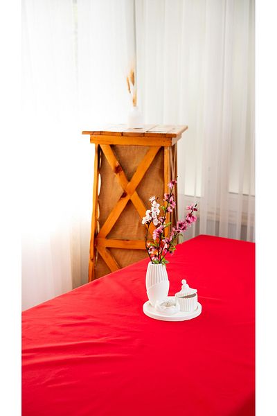 abidehanım Rufle |   Red Cotton Polyester Frilly Table Cloth 160 X 220