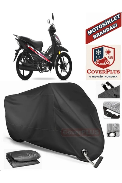 MotoEN Black Lock Compatible Yuki Attact 100 Motor Tarpaulin Motorcycle Tarpa...