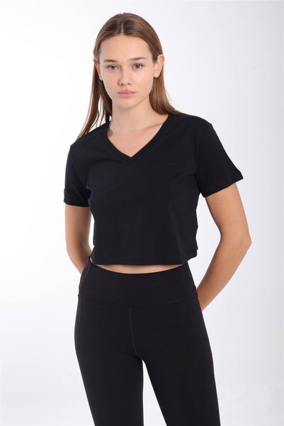 MARATON Regular Women's V-Neck Black Crop Top