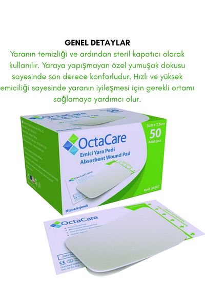 Octacare High Absorbent Wound Pad (800% Absorbent) Hypoallergenic (Single Sterile Package) 5cm X 7.5 cm 10 Pieces