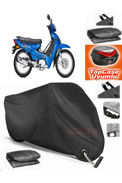 MotoEN Black Lock Compatible Kymco Aktiv 125 Tarpaulin Topcase Rear Bag Compa...