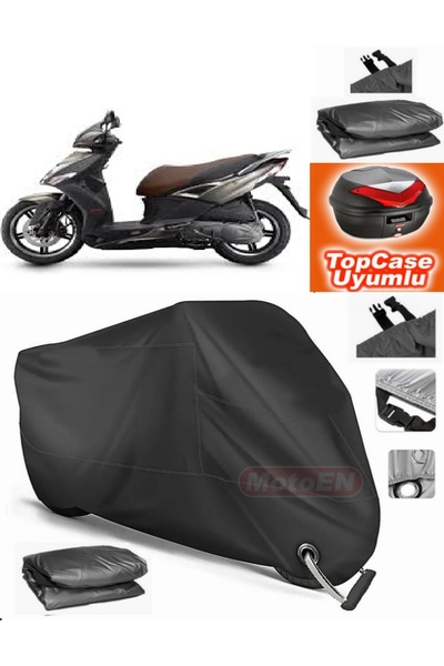 MotoEN Black Lock Compatible Kymco Agility City 125 Tarpaulin Topcase Rear Ba...