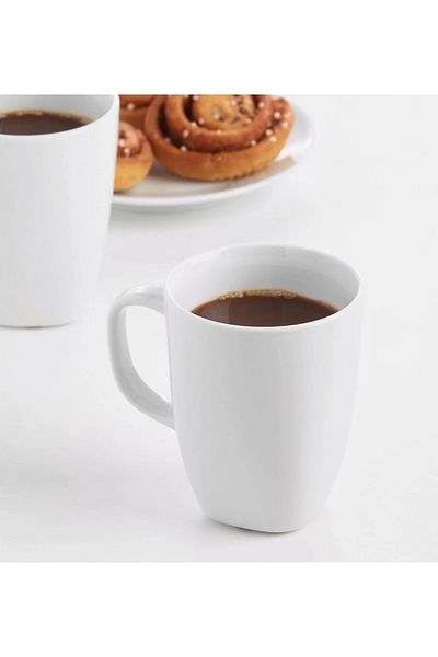 IKEA Set of 4 Tea Cups with Cups Height 11 cm Ikea 4 Pieces Porcelain Coffee White Cups Volume 300 ml
