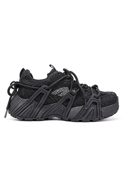 Tmall Pantofi Sport De Dama,Din Piele Ecologica Intoarsa,Cu Strasuri,D1408,Negru