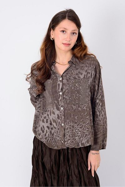 Park Moda 22007-1 РИЗА С ЛЕОПАРДОВ ШАРЕН, ВЪЖЕ И ПАЙЕТИ