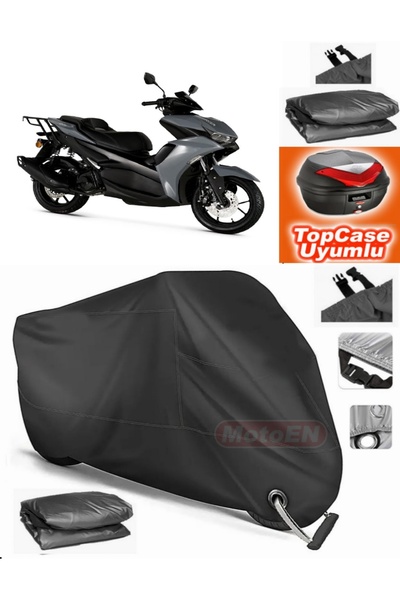 MotoEN Siyah Kilit Uyumlu Rks Arome 125 Branda Topcase Arka Çanta Uyumlu Moto...
