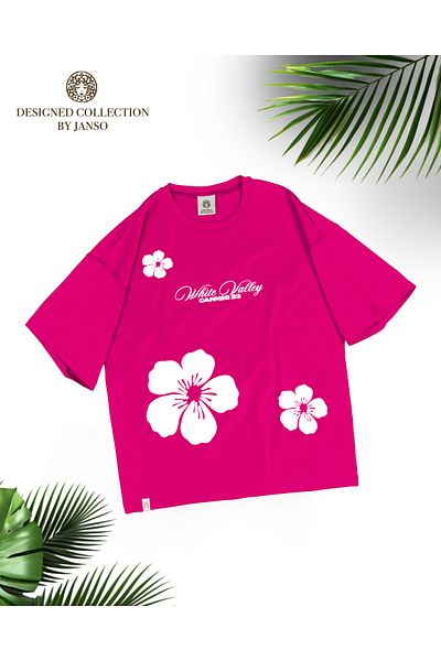 JANSO GROUP - Women's Flower Printed Short Sleeve Tshirt Large Size Cotton