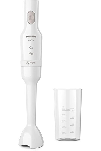 Phillips Philips ProMix Hand Blender 3000 Series, 400 W Motor, Beaker Included, Compact, White, Plastic, HR25