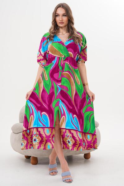 Siyezen Φόρεμα με διπλό γιακά και ελαστική μέση