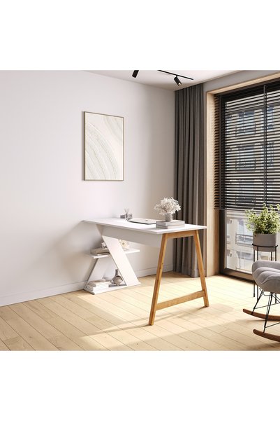 lagomood Olivia Çalışma Masası 120 Cm Beyaz Meşe