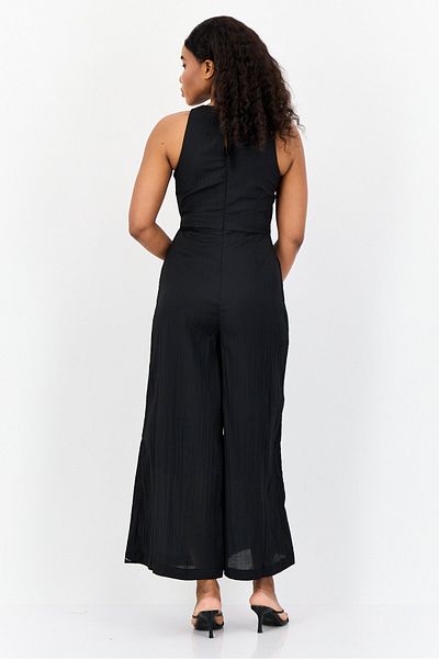 Esprit Women Plain Sleeveless Jumpsuit, Black