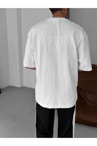 BYBASICMAN White High Embroidery Oversize T-Shirt Res-5161