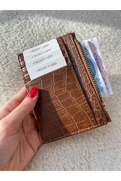 ÇANTA حقيبة قطة حاملة بطاقات نسائية باللون البني