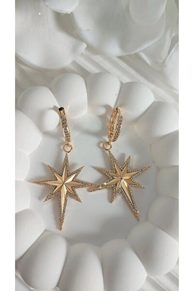 To Be Reborn Çelik Zirkon Taş İşlemeli Kutup Yıldızı Xuipng Küpe Yeni Sezon