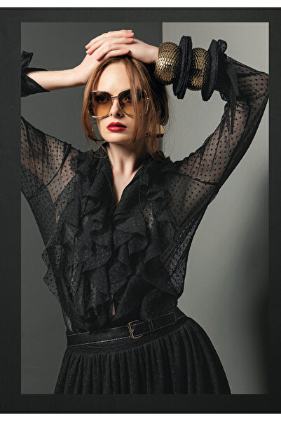 Kupa Kızı Mar de Moda Transparan Tül Şık Gömlek