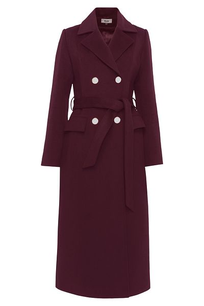 IDA Collection Burgundy Double Breasted Coat - Gold Detailed