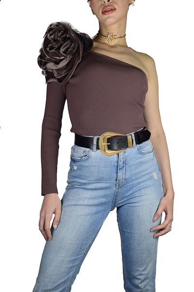 GoDeri 100% Genuine Leather, Large Gold Buckle, Black Women's Jeans Belt with Metal Bridge 4 Cm=an-byn-65